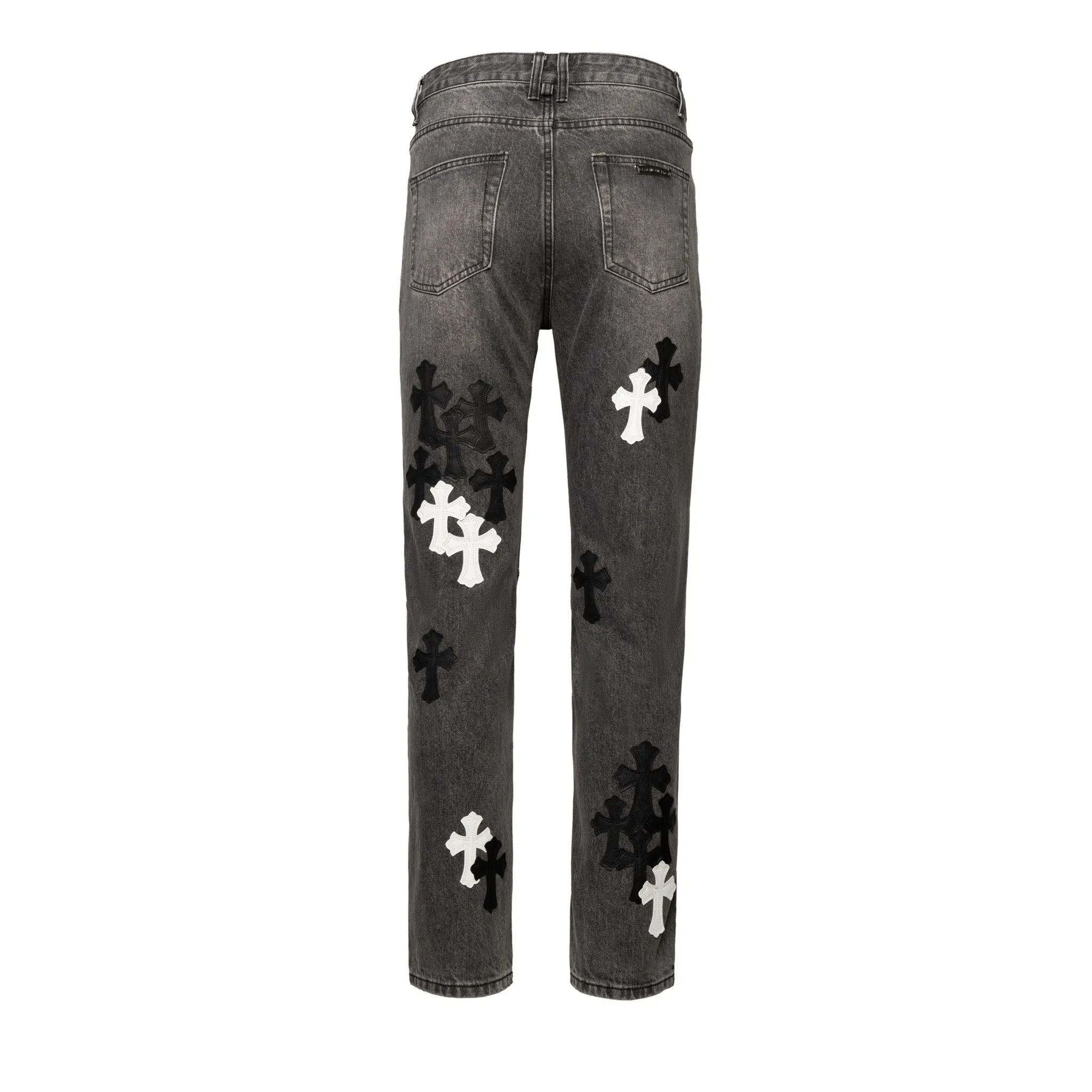 P260 Chrome Hearts Chrome Hearts city limited flame black and white leather jeans need to be washed after the finished product is disassembled and hand-made with sheepskin cross leather and then spliced ​​together. The whole piece has too many craftsmanship to describe. The cabinet price is 16W+, the patchwork is decorated with cross flowers, and the high-waisted washed jeans! ! Absolutely high-end luxury products, 8W+ level god-level single products, super popular products, made with top heavy industry, a magic weapon that cannot be missed. About Kroxin This is an extremely luxurious fashion brand, which can also be called the nobles of the high street. It has always been an exclusive brand for some hipsters or rich second generation. Compared with ordinary high streets, it is more luxurious and noble. Compared with luxury brands, it has a more fashionable personality and has always been a brand that I have a special liking for. Style number: 1566# Color: black Size: 28 30 32 34 36